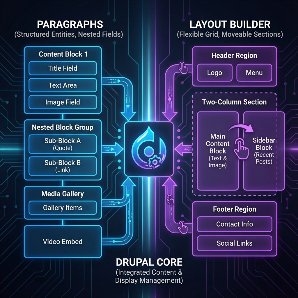 Paragraphs vs Layout Builder Architecture Comparison