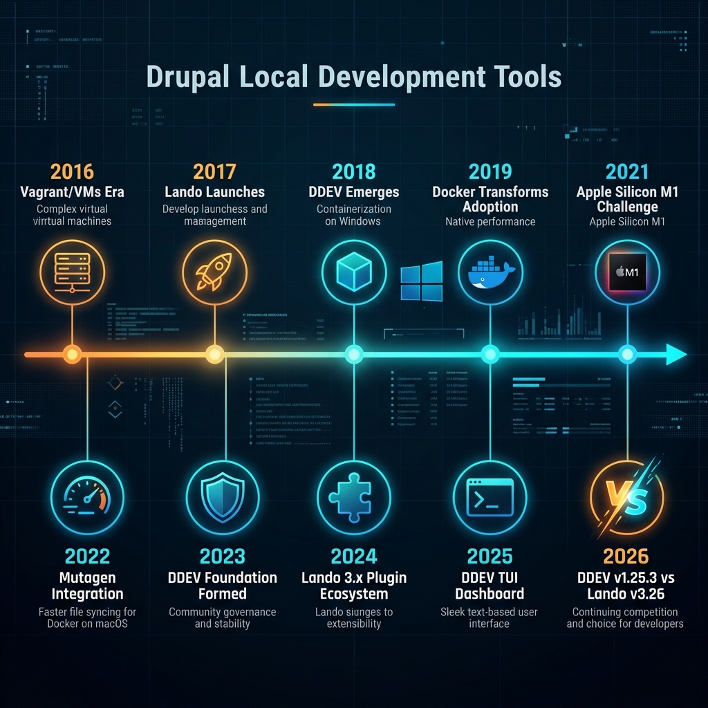 Evolution of Drupal local development tools