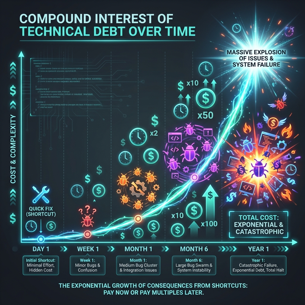 Compound Interest of Technical Debt Over Time